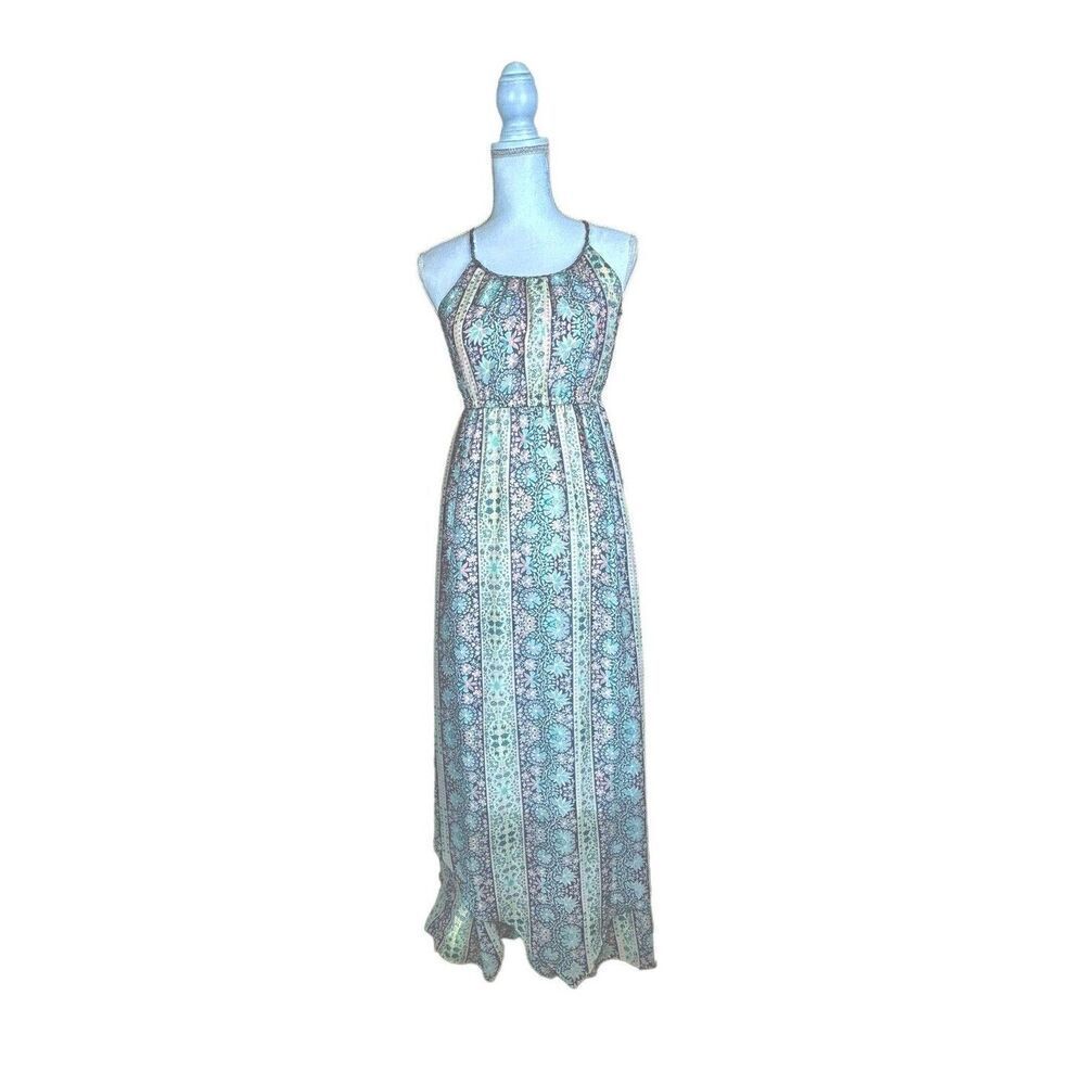 American Eagle Maxi Boho Floral Flowy Summer Racer Back Dress Womens Size Small